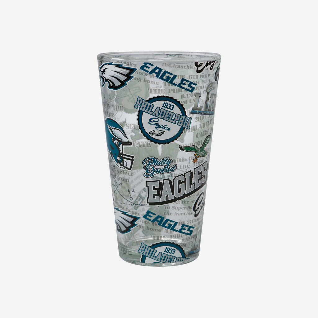 Philadelphia Eagles Historic Print Pint Glass FOCO - FOCO.com