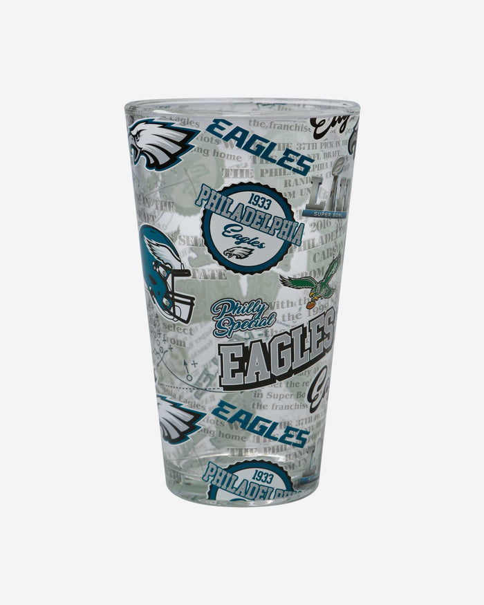 Philadelphia Eagles Historic Print Pint Glass FOCO - FOCO.com