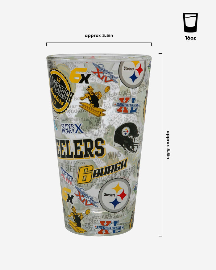 Pittsburgh Steelers Historic Print Pint Glass FOCO - FOCO.com