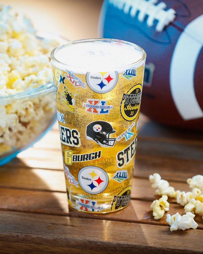 Pittsburgh Steelers Historic Print Pint Glass FOCO - FOCO.com