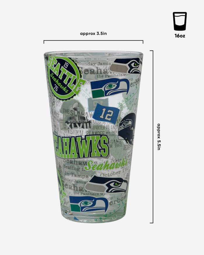 Seattle Seahawks Historic Print Pint Glass FOCO - FOCO.com