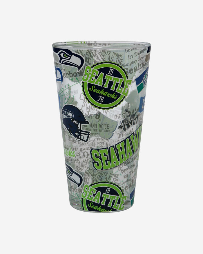 Seattle Seahawks Historic Print Pint Glass FOCO - FOCO.com