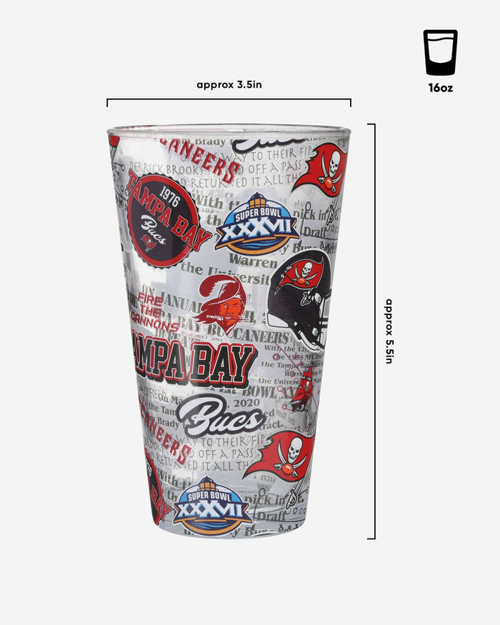 Tampa Bay Buccaneers Historic Print Pint Glass FOCO - FOCO.com