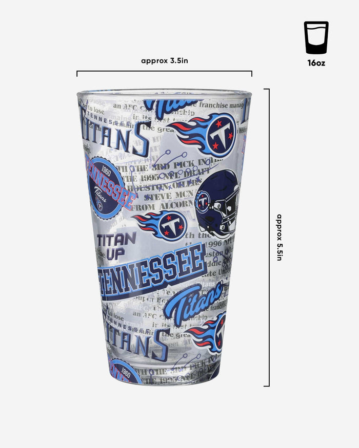 Tennessee Titans Historic Print Pint Glass FOCO - FOCO.com