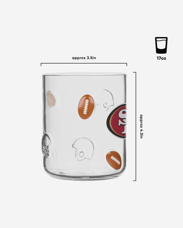 San Francisco 49ers Team Logo 17 oz Glass Cup FOCO - FOCO.com