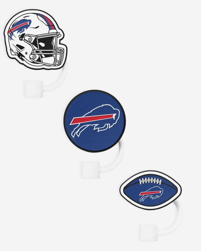 Buffalo Bills 3 Pack Primary Logo Straw Toppers FOCO - FOCO.com