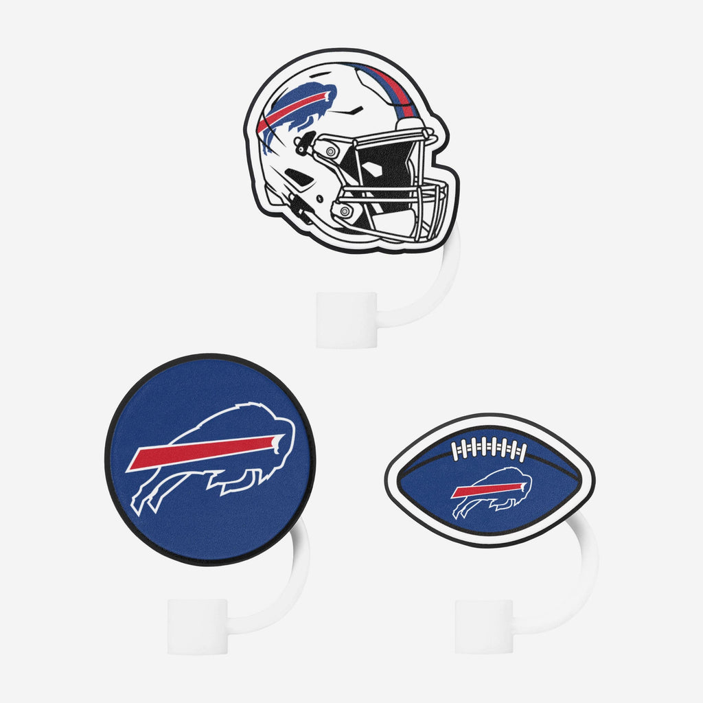 Buffalo Bills 3 Pack Primary Logo Straw Toppers FOCO - FOCO.com