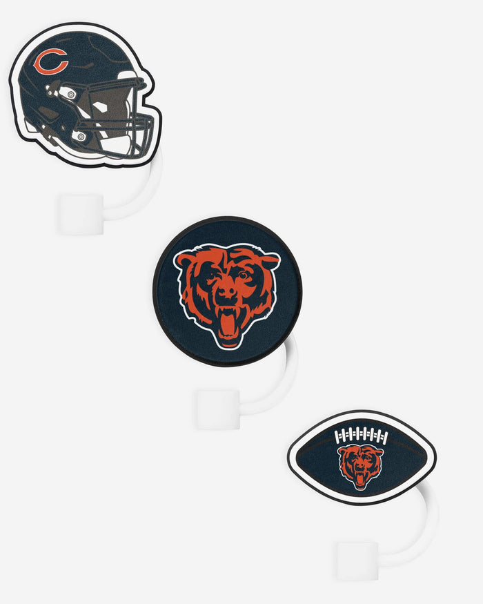 Chicago Bears 3 Pack Primary Logo Straw Toppers FOCO - FOCO.com