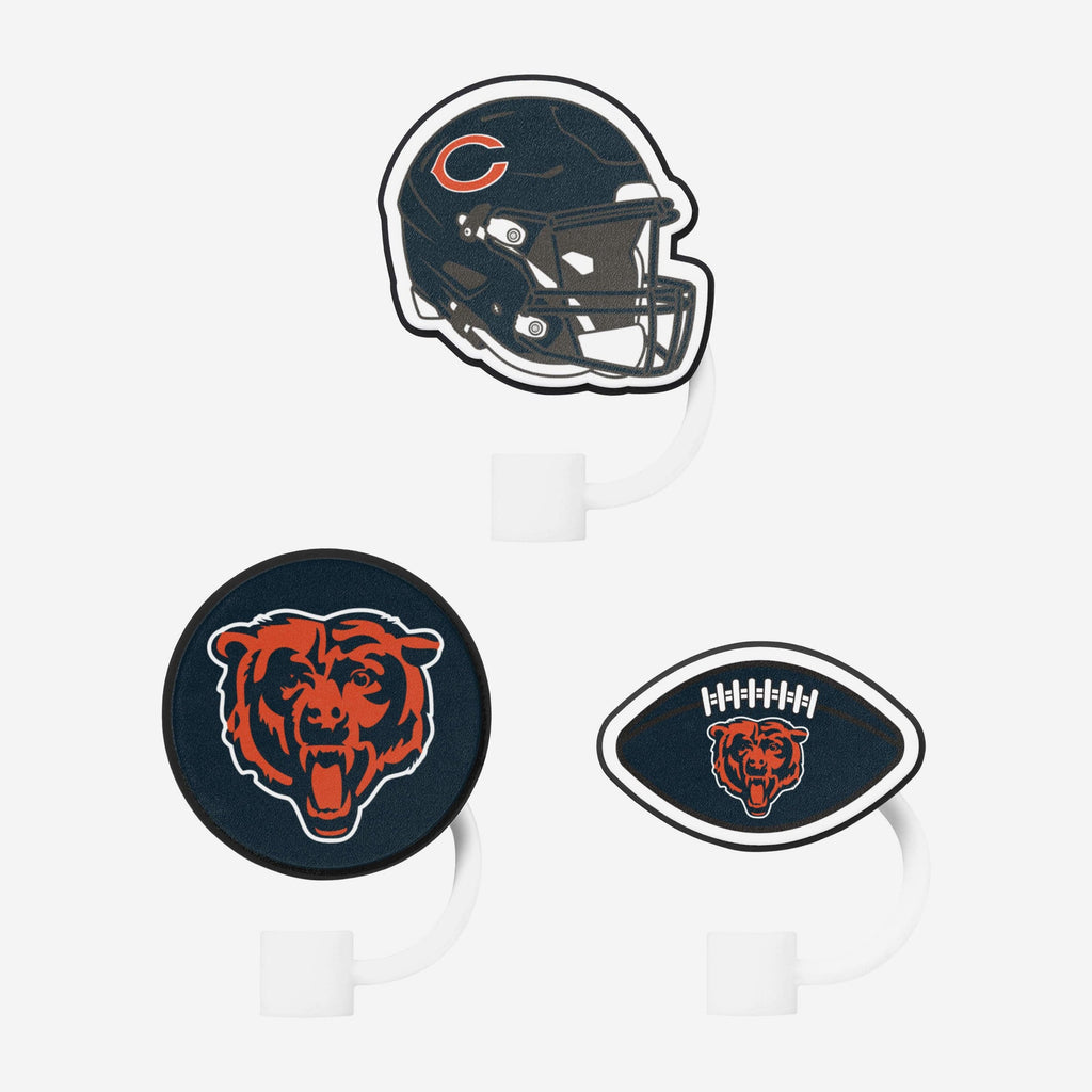 Chicago Bears 3 Pack Primary Logo Straw Toppers FOCO - FOCO.com