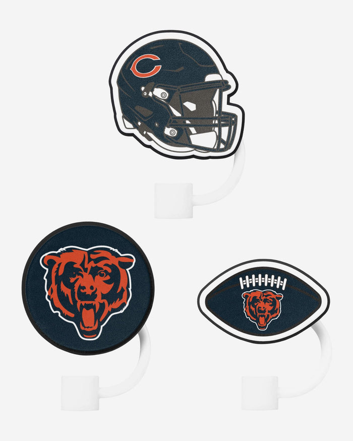 Chicago Bears 3 Pack Primary Logo Straw Toppers FOCO - FOCO.com