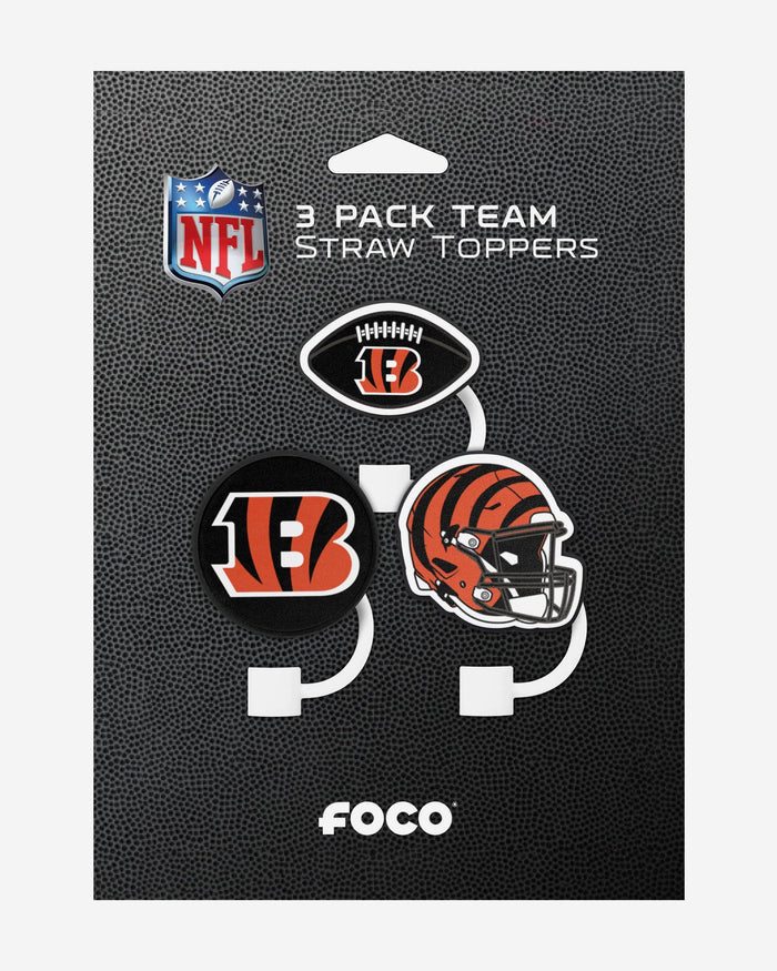 Cincinnati Bengals 3 Pack Primary Logo Straw Toppers FOCO - FOCO.com