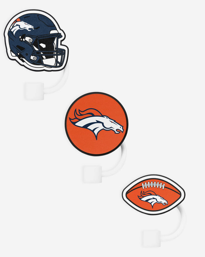 Denver Broncos 3 Pack Primary Logo Straw Toppers FOCO - FOCO.com