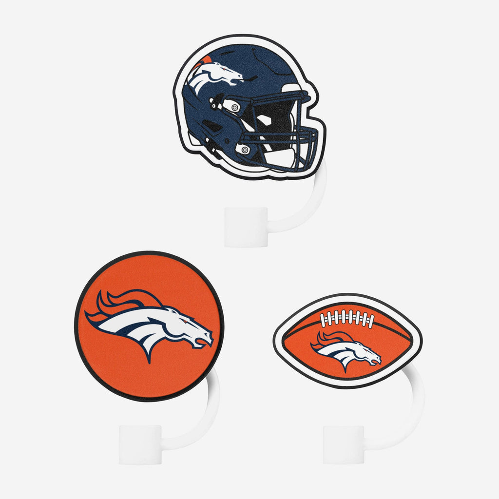 Denver Broncos 3 Pack Primary Logo Straw Toppers FOCO - FOCO.com