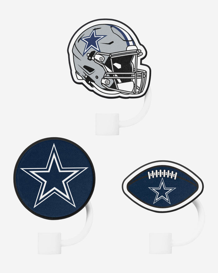 Dallas Cowboys 3 Pack Primary Logo Straw Toppers FOCO - FOCO.com