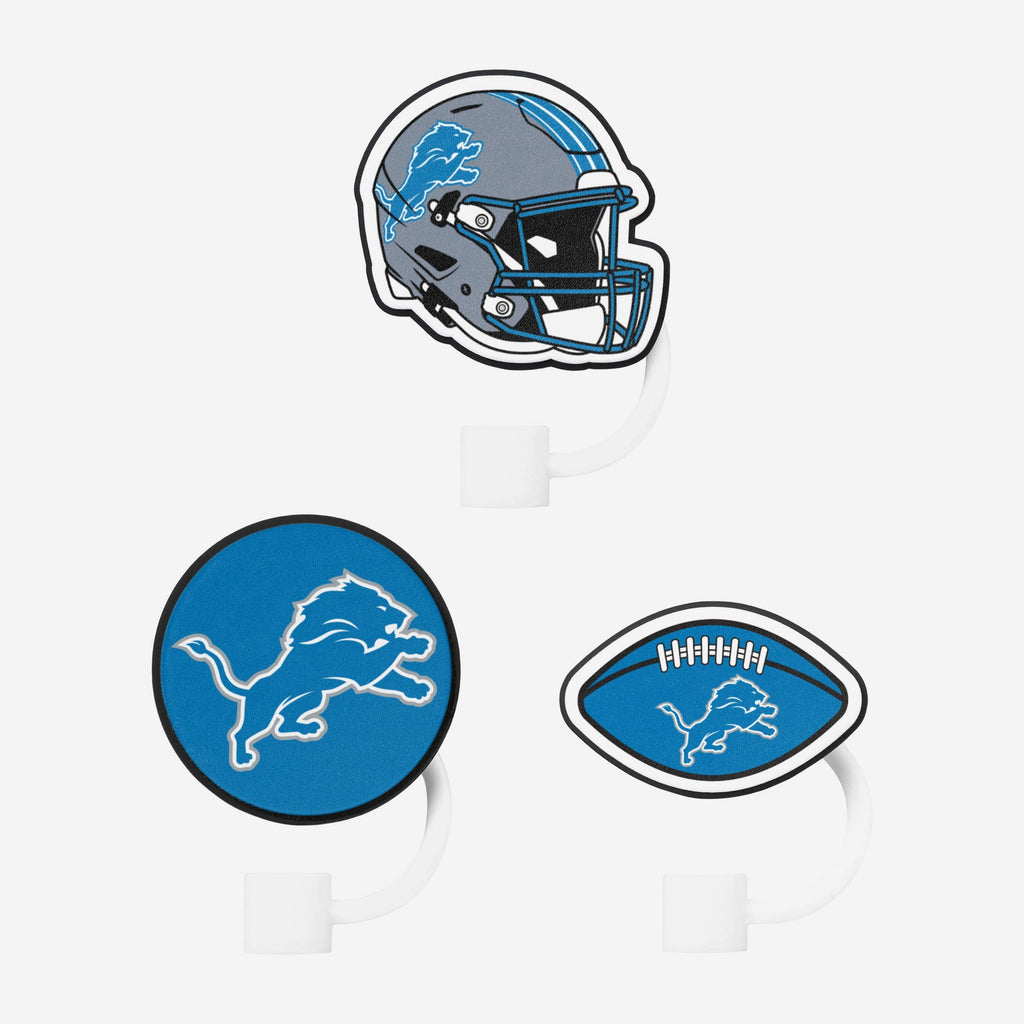 Detroit Lions 3 Pack Primary Logo Straw Toppers FOCO - FOCO.com