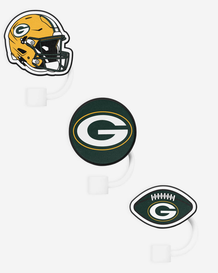 Green Bay Packers 3 Pack Primary Logo Straw Toppers FOCO - FOCO.com