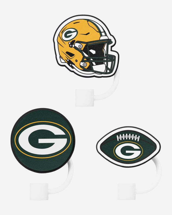 Green Bay Packers 3 Pack Primary Logo Straw Toppers FOCO - FOCO.com