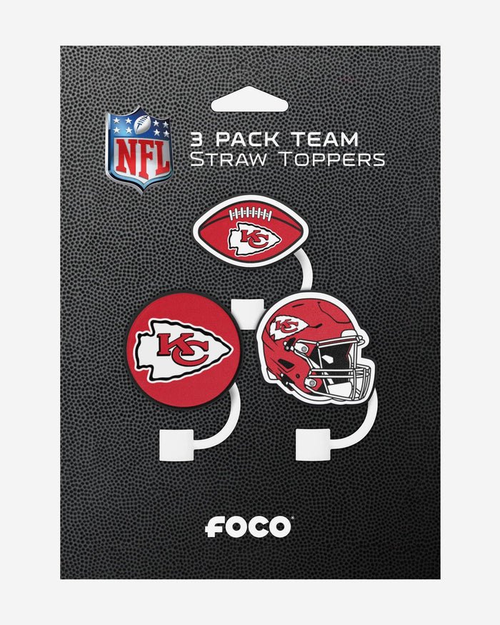 Kansas City Chiefs 3 Pack Primary Logo Straw Toppers FOCO - FOCO.com