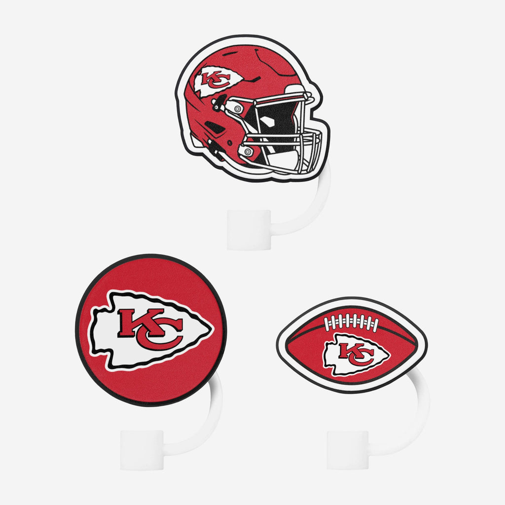 Kansas City Chiefs 3 Pack Primary Logo Straw Toppers FOCO - FOCO.com