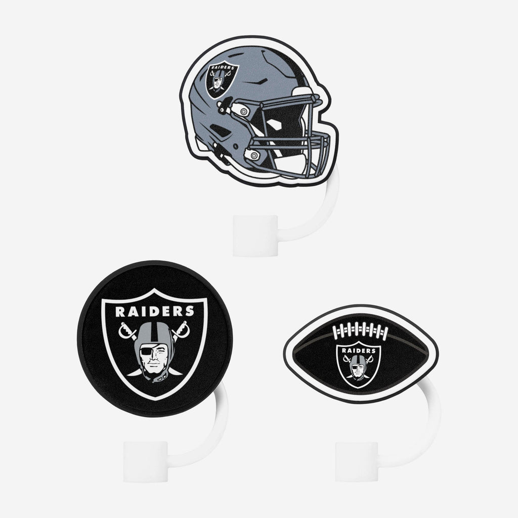 Las Vegas Raiders 3 Pack Primary Logo Straw Toppers FOCO - FOCO.com