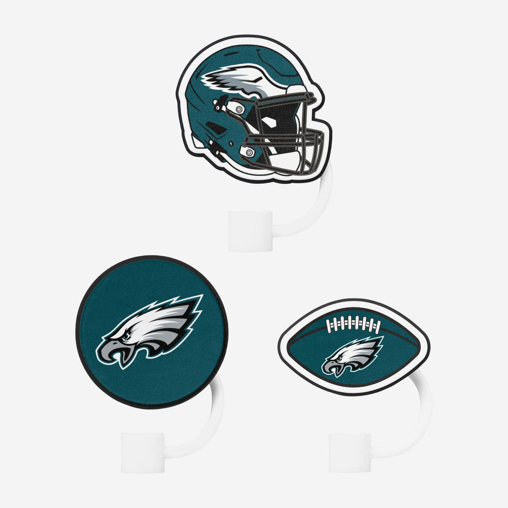 Philadelphia Eagles 3 Pack Primary Logo Straw Toppers FOCO - FOCO.com