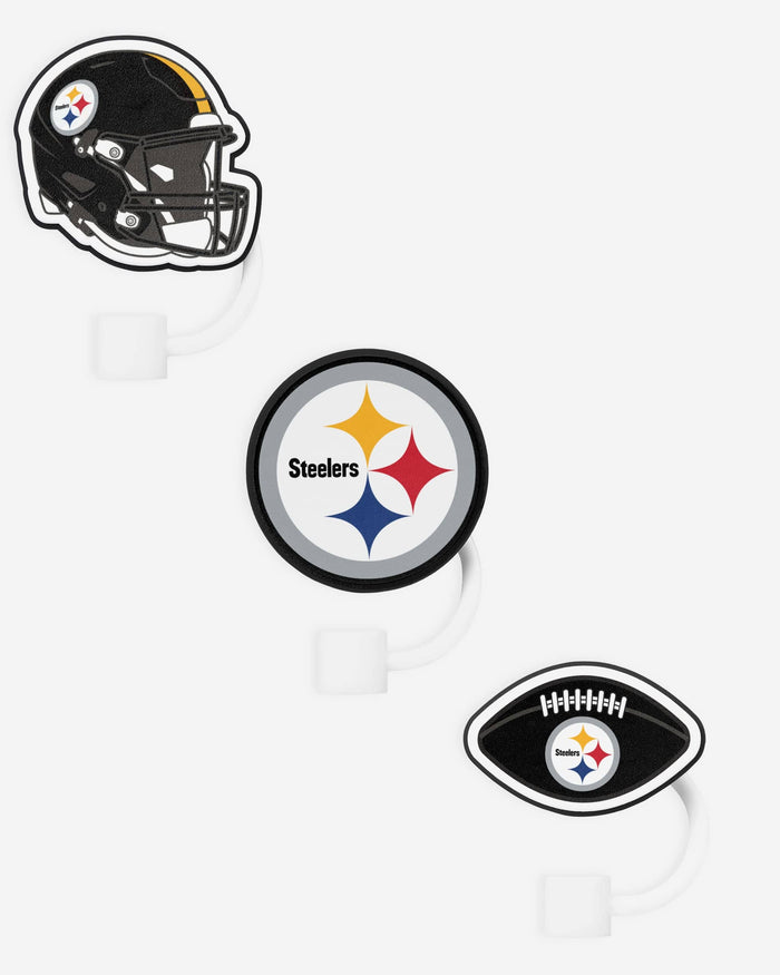 Pittsburgh Steelers 3 Pack Primary Logo Straw Toppers FOCO - FOCO.com