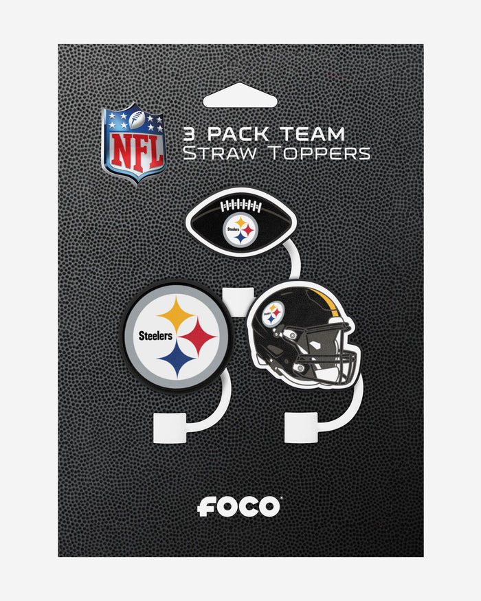 Pittsburgh Steelers 3 Pack Primary Logo Straw Toppers FOCO - FOCO.com