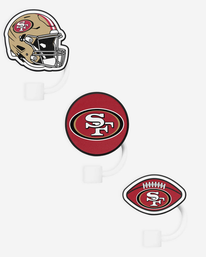 San Francisco 49ers 3 Pack Primary Logo Straw Toppers FOCO - FOCO.com