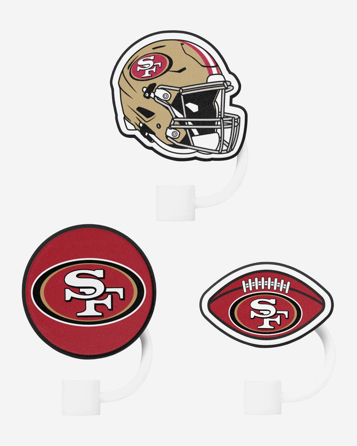 San Francisco 49ers 3 Pack Primary Logo Straw Toppers FOCO - FOCO.com