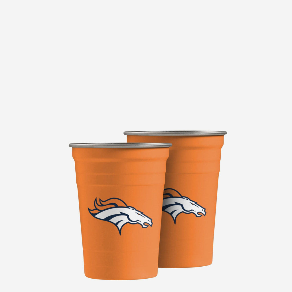 Denver Broncos 2 Pack Reusable Stainless Steel 16 oz Tumbler Cup FOCO - FOCO.com