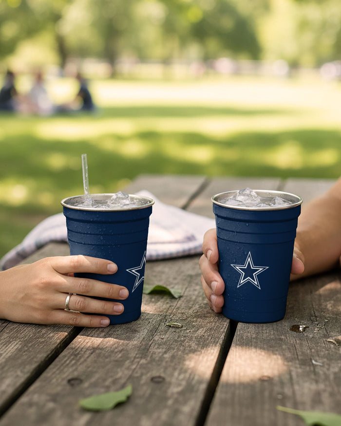 Dallas Cowboys 2 Pack Reusable Stainless Steel 16 oz Tumbler Cup FOCO - FOCO.com