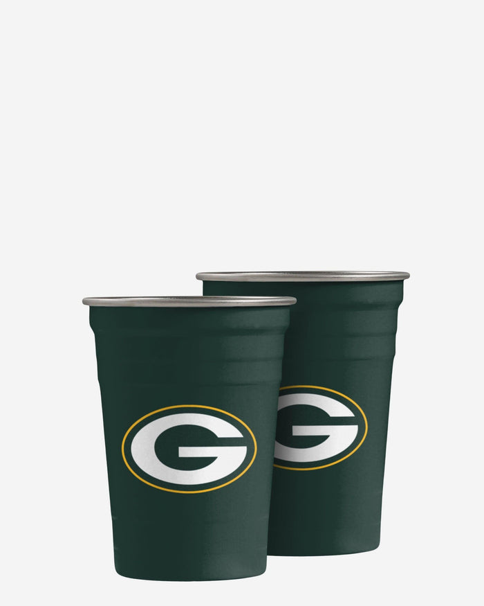 Green Bay Packers 2 Pack Reusable Stainless Steel 16 oz Tumbler Cup FOCO - FOCO.com