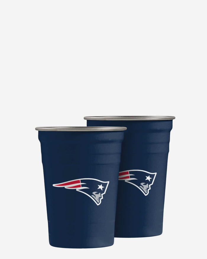 New England Patriots 2 Pack Reusable Stainless Steel 16 oz Tumbler Cup FOCO - FOCO.com