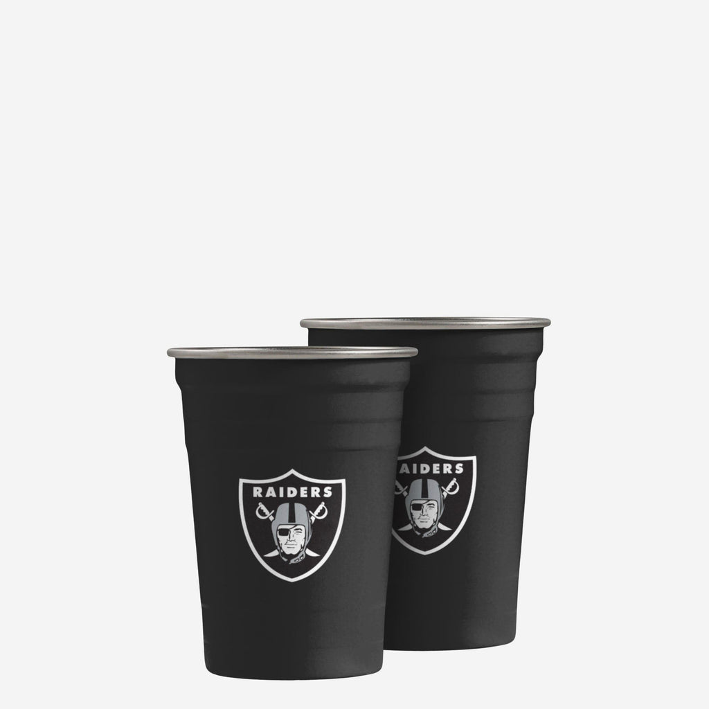 Las Vegas Raiders 2 Pack Reusable Stainless Steel 16 oz Tumbler Cup FOCO - FOCO.com