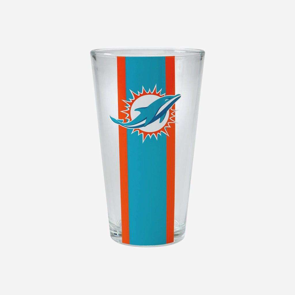 Miami Dolphins Team Stripe Pint Glass FOCO - FOCO.com