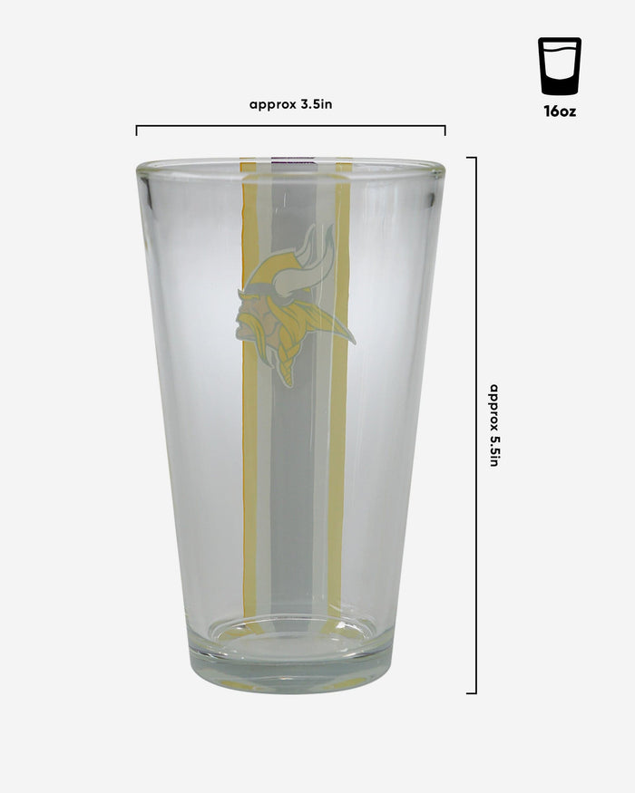 Minnesota Vikings Team Stripe Pint Glass FOCO - FOCO.com