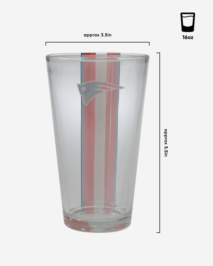 New England Patriots Team Stripe Pint Glass FOCO - FOCO.com