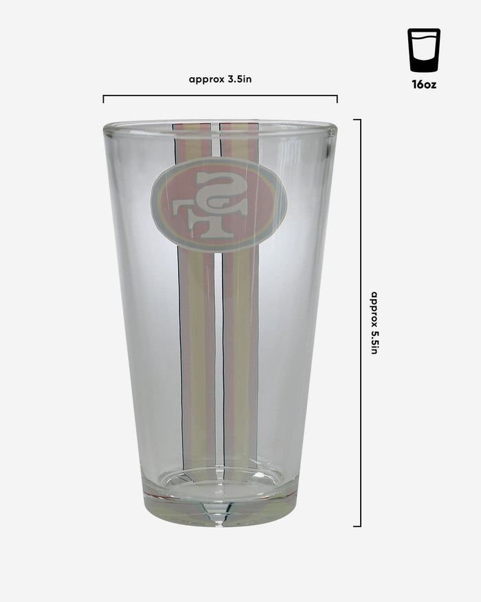 San Francisco 49ers Team Stripe Pint Glass FOCO - FOCO.com