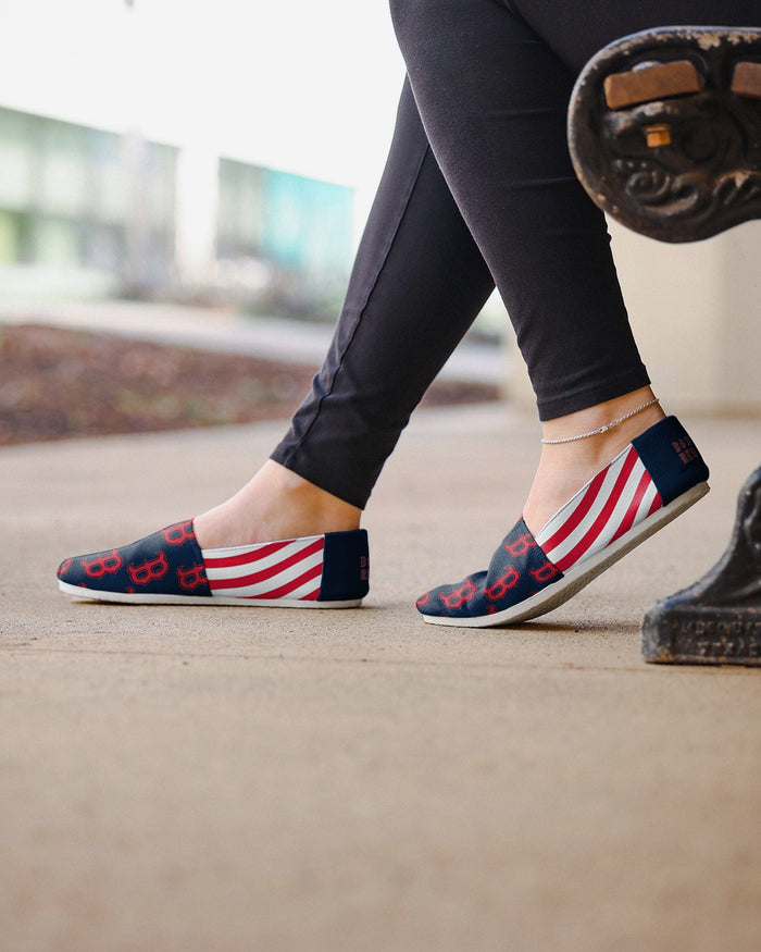 Boston Red Sox Womens Stripe Canvas Shoe FOCO - FOCO.com