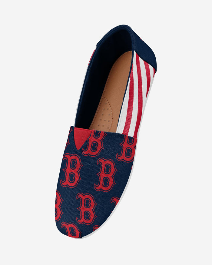 Boston Red Sox Womens Stripe Canvas Shoe FOCO - FOCO.com