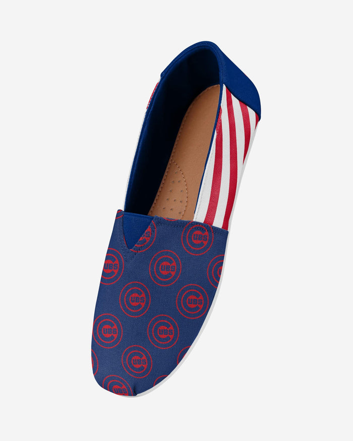 Chicago Cubs Womens Stripe Canvas Shoe FOCO - FOCO.com