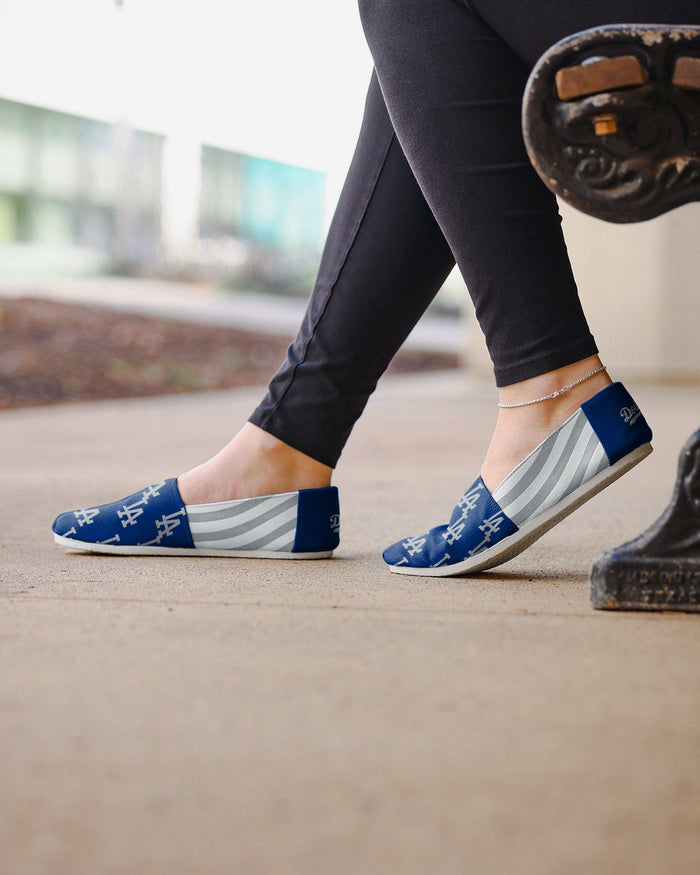 Los Angeles Dodgers Womens Stripe Canvas Shoe FOCO - FOCO.com