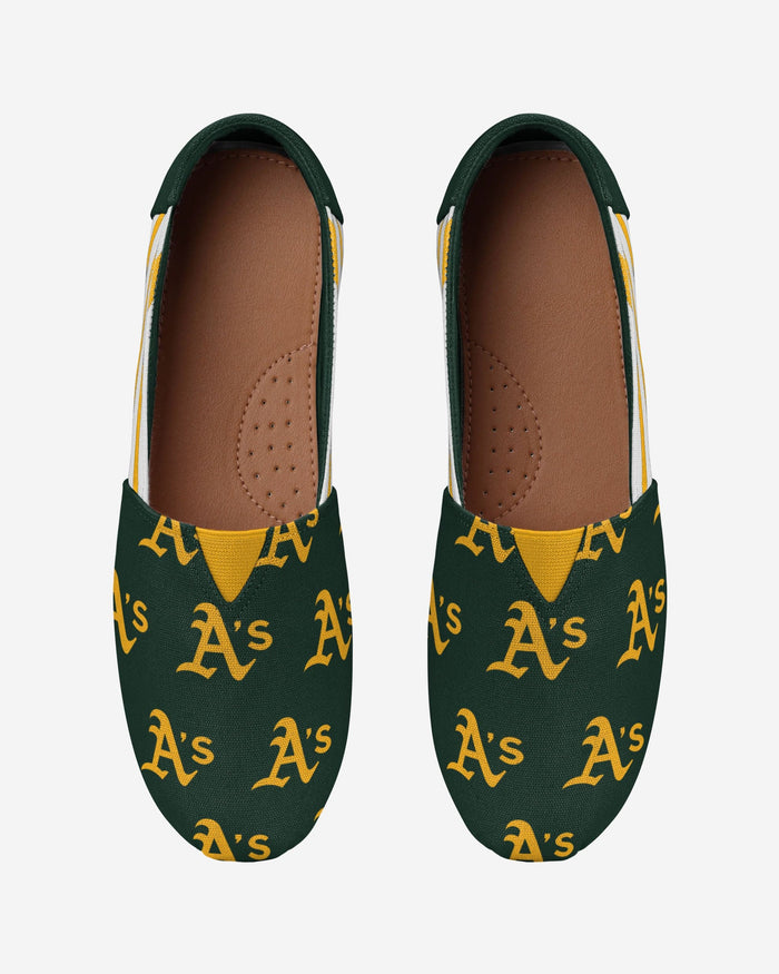 Oakland Athletics Womens Stripe Canvas Shoe FOCO - FOCO.com