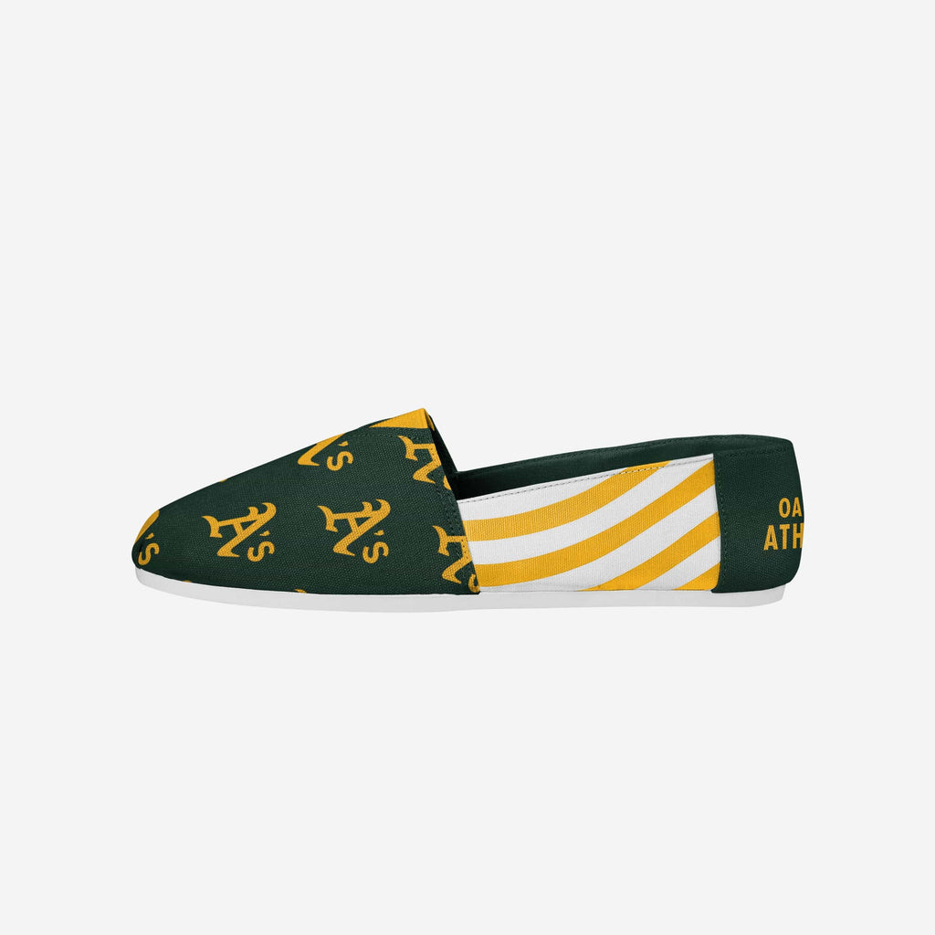 Oakland Athletics Womens Stripe Canvas Shoe FOCO S - FOCO.com