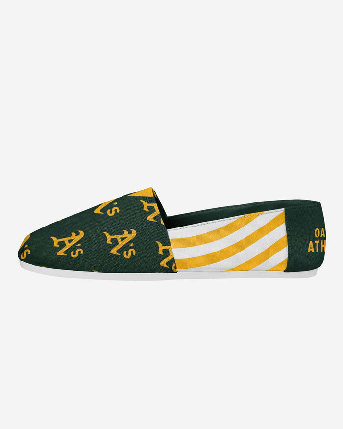 Oakland Athletics Womens Stripe Canvas Shoe FOCO S - FOCO.com