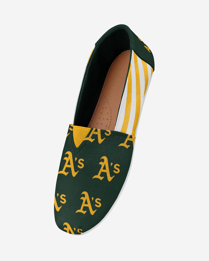 Oakland Athletics Womens Stripe Canvas Shoe FOCO - FOCO.com