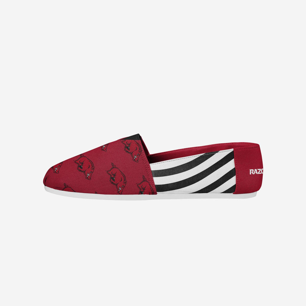 Arkansas Razorbacks Womens Stripe Canvas Shoe FOCO S - FOCO.com