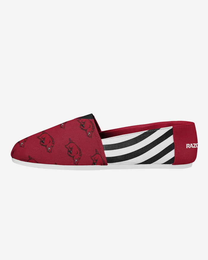 Arkansas Razorbacks Womens Stripe Canvas Shoe FOCO S - FOCO.com