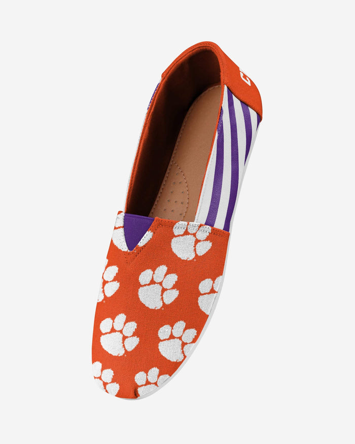 Clemson Tigers Womens Stripe Canvas Shoe FOCO - FOCO.com