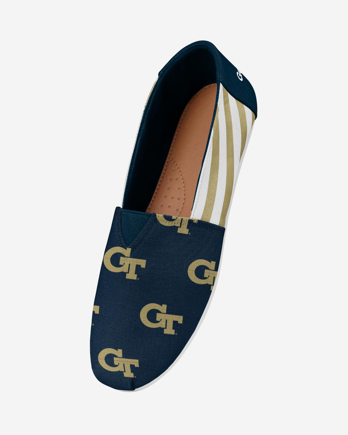 Georgia Tech Yellow Jackets Womens Stripe Canvas Shoe FOCO - FOCO.com